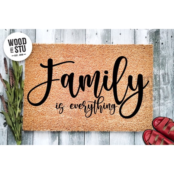 Doormat Family Is Everything Mat | Coir Farmhouse Cute Doormat Coir Ma (24" x 36") #4245