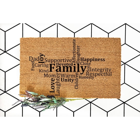 Doormat Family Words Welcome Mat Funny Rug Cute Closing Gift House (18" x 30") #5484