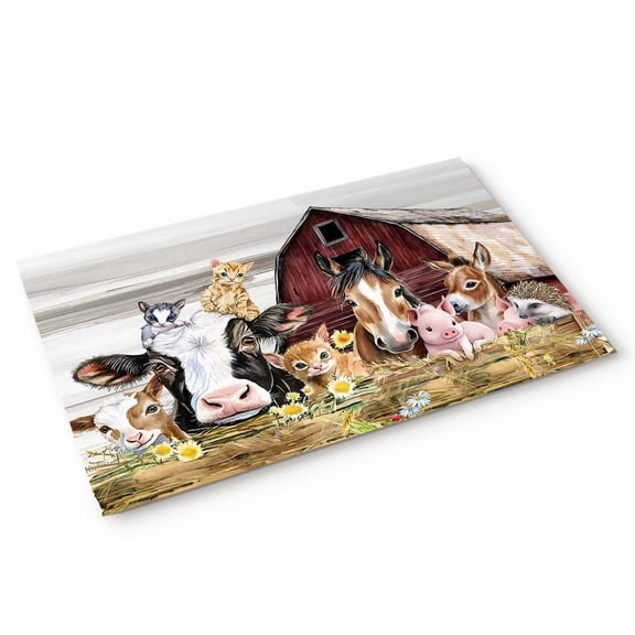Doormat Farm Animal Doormats Entrance Door Rug Barn Horse Pig Cow Floor Mat Welcome Front Door Mat for Indoor Outdoor Kitchen Home Decor 20x32 Inch