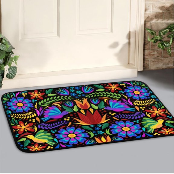 Doormat Floral Mexican Birds Floor Mat Resist Dirt Entrance Rug Machine Washable Carpet for Home Non Slip Rugs for Kitchen/Bathroom/Laundry Room Carpet 35'' x 24''