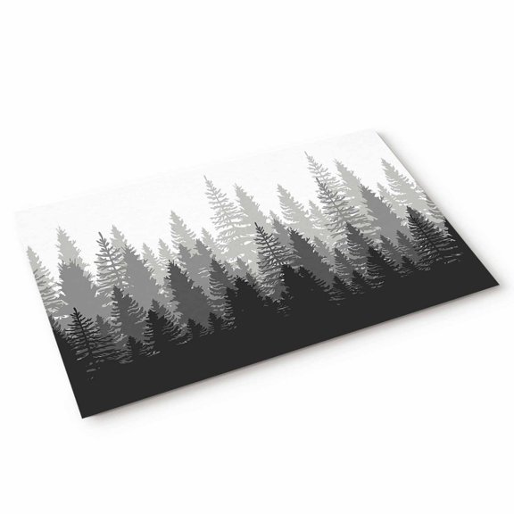 Doormat Forest Tree Doormats Entrance Door Rug Misty Forest Landscape Nature Gray Floor Mat Welcome Front Door Mat for Indoor Outdoor Kitchen Home Decor 18x30 Inch