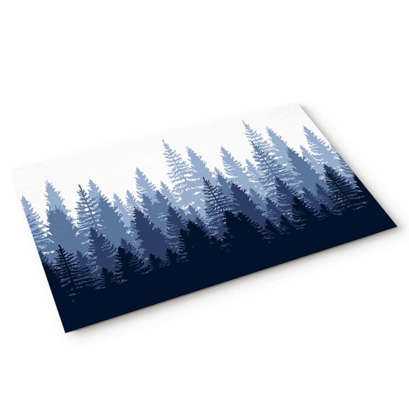 Doormat Forest Tree Doormats Entrance Door Rug Misty Forest Silhouette Nature Ombre Floor Mat Welcome Front Door Mat for Indoor Outdoor Kitchen Home Decor 18x30 Inch