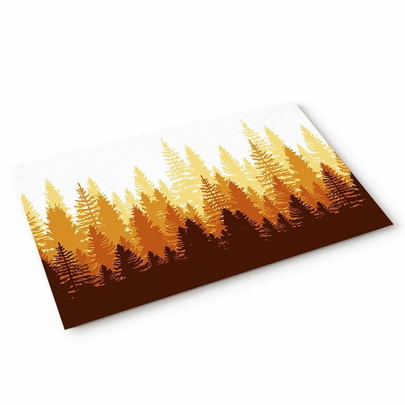 Doormat Forest Tree Doormats Entrance Door Rug Misty Forest Tree Silhouette Nature Floor Mat Welcome Front Door Mat for Indoor Outdoor Kitchen Home Decor 18x30 Inch