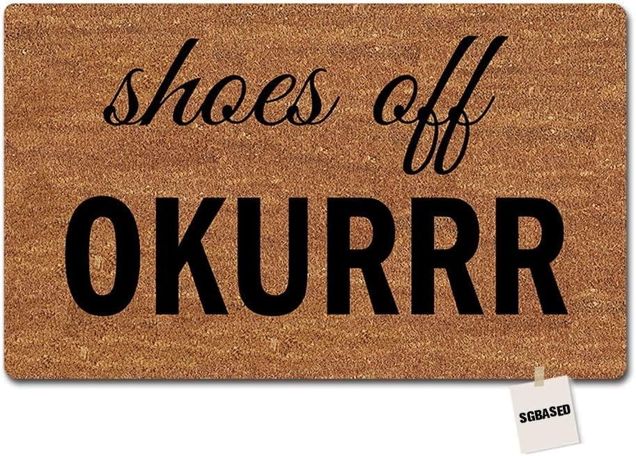 Doormat Funny Doormat Shoes Off Okurrr Entrance Floor Mat Rubber Non
