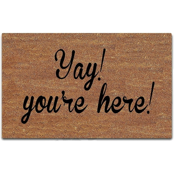 Doormat Funny Doormat Yay You're Here Entrance Floor Mat Rubber Non Slip Backing Entry Way Door Mat Decoration Floor Front Door Mat, 24 x 16 Inch