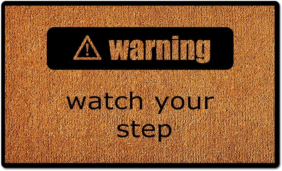 Doormat Funny Simple Text Arrangement Warning Watch Your Step Essential ...
