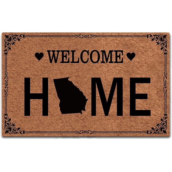 Doormat Funny Doormat Welcome Home Georgia Entrance Floor Mat Rubber Non Slip Backing Entry Way Door Mat Decoration Floor Front Door Mat, 30 x 18 Inch