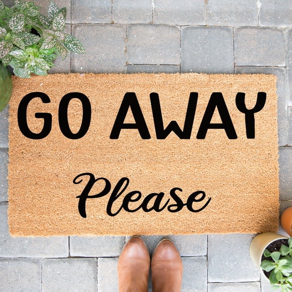 Doormat Go Away Please Welcome Mat Funny Doormat Out Door New Home Gif (36" x 72") #5814