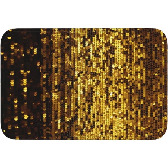 Doormat - Gold Sequin Sparkle, Flannel, Non-Slip, Washable, 16x24 Inch