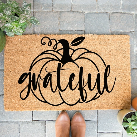Doormat Grateful Pumpkin Halloween Doormat Welcome Mat Halloween Gift (18" x 30") #6037