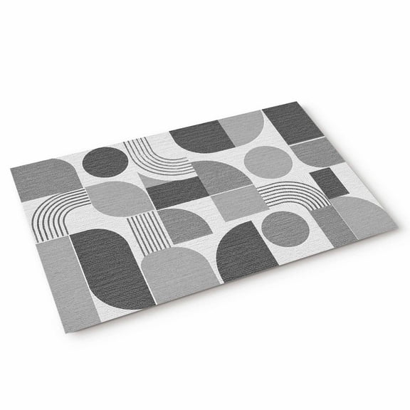 Doormat Gray Quarter Circles Doormats Entrance Door Rug Modern Geometric Arch Lines Floor Mat Welcome Front Door Mat for Indoor Outdoor Kitchen Home Decor 16x24 Inch