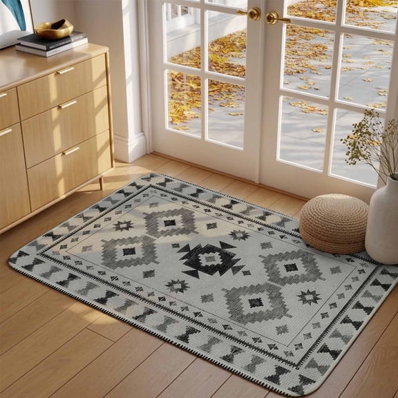 Doormat Grey Southwestern Aztec Arrows Front Door Mat Entrance Soft Non Slip Absorbent Doormats Bohemian Tribal Floor Mat Rugs for Entryway Porch Bathroom Bedroom Kitchen Indoor Outdoor 16"x24"