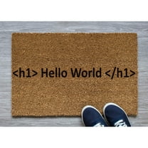 Doormat HTML Hello World Nerd Welcome Mat Moving Gift New Home Gift (18" x 30") #5013