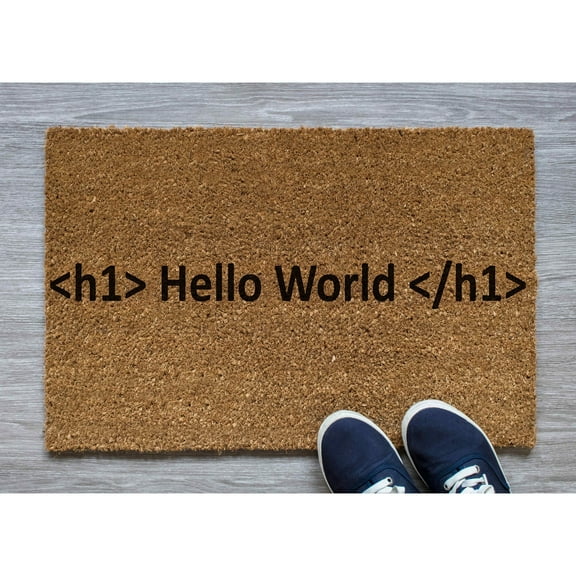 Doormat HTML Hello World Nerd Welcome Mat Moving Gift New Home Gift (18" x 30") #5013