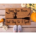 thumbnail image 1 of Doormat Hang Your Broom, And Stay For A Spell Halloween Welcome Mat (18" x 30") #5497, 1 of 4