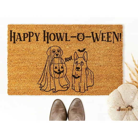 Doormat Happy Howl-O-Ween Halloween Welcome Mat Cute Ghost Gift For (18" x 30") #5499
