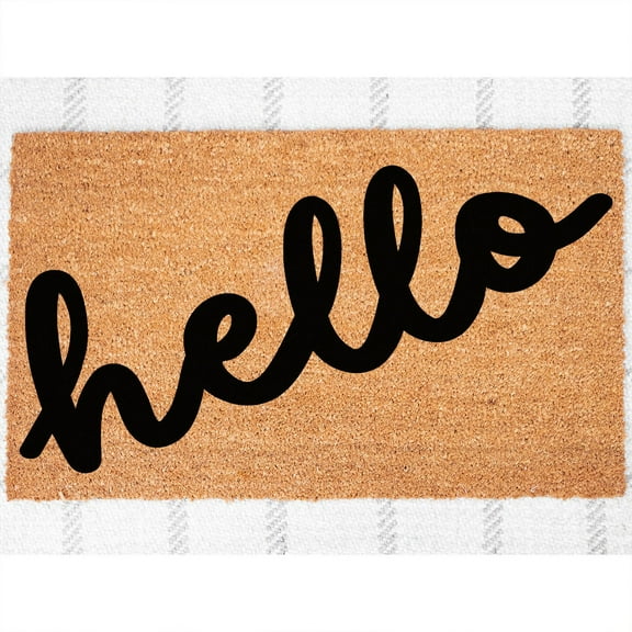Doormat Hello Crooked Welcome Mat Rug Minimalist Door Mat Outside Boho (18" x 30") #5726