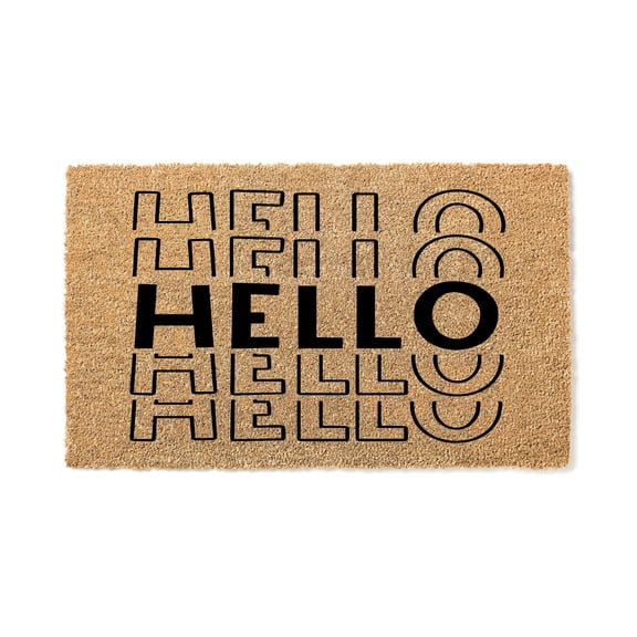 Doormat Hello Script Funny Welcome Mat Housewarming Gift Home (36" x 72") #1826