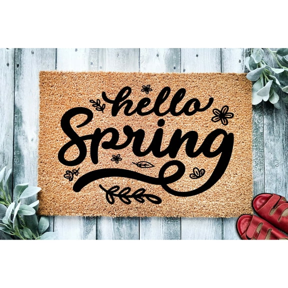 Doormat Hello Spring | Love Spring Welcome Mat | Springtime Door Mat | (36" x 72") #1900