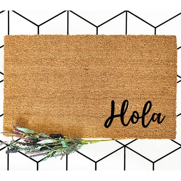 Doormat Hola Welcome Mat Front Door Closing Gift Porch Decor Boho Dec (18" x 30") #5927