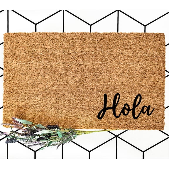 Doormat Hola Welcome Mat Front Door Closing Gift Porch Decor Boho Dec (36" x 60") #5927