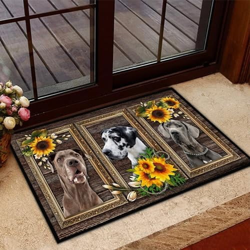 Doormat for Home Entrance 3D Sunflower Great Dane NonSlip Mats Funny