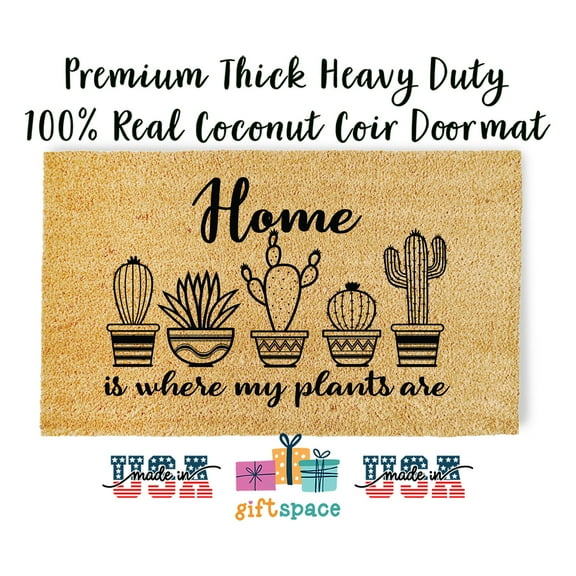 Doormat Home Is Where My Plants Are Plant Decor Welcome Mat Flowers P (18" x 30") #4066