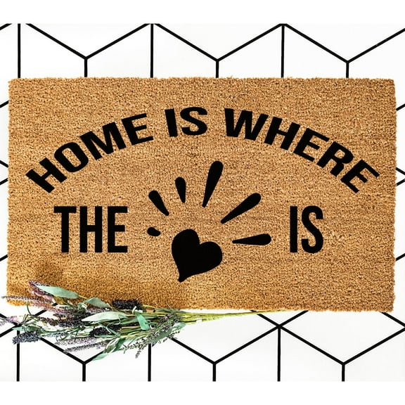 Doormat Home Is Where The Heart Is Welcome Mat Closing Gift Homeown (18" x 30") #4451
