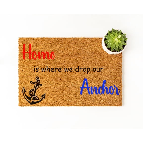 Doormat Home Is Where We Drop Our Anchor Boating Fishing Welcome Mat (24" x 36") #5479