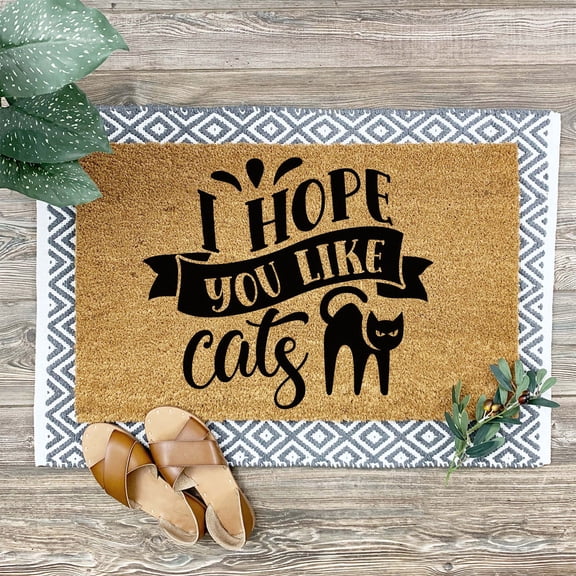 Doormat I Hope You Like Cats Welcome Mat Outside Outdoor Boho Decor Gi (24" x 36") #5798