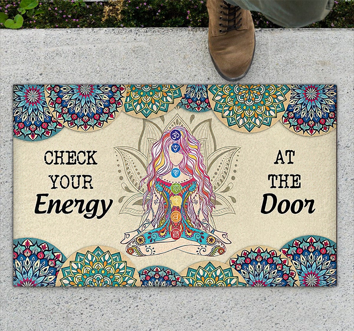 Doormat Indoor Entrance Check Your Energy At The Door Yoga Doormat