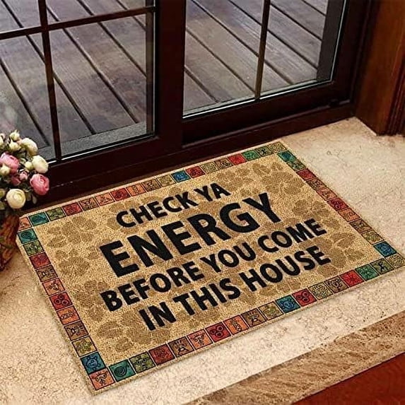 Doormat Indoor Entrance Porch Welcome Non-Slip Bathmat Floor Mat Vintage Style Check Ya Energy Puerto Rican Doormat Kitchen Home Decor Housewarming Decor 18X30 Inch