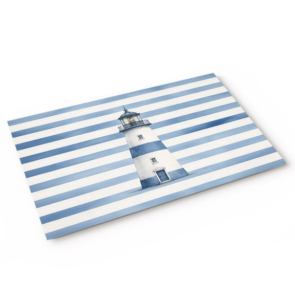 Doormat Lighthouse Doormats Entrance Door Rug Coastal Ocean Blue Stripes Floor Mat Welcome Front Door Mat for Indoor Outdoor Kitchen Home Decor 16x24 Inch