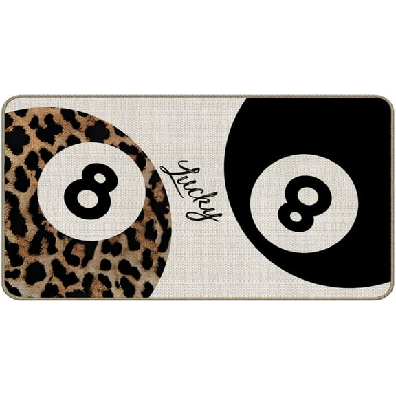 Doormat - Lucky 8 Ball Door Mat - Trendy Funky Y2K Leopard Print Welcome Mat, for Front Door, Porch, Game Room, 1830 Inch
