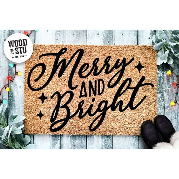 Doormat Merry & Bright Christmas Christmas Welcome Holiday Win (18" x 30") #2067