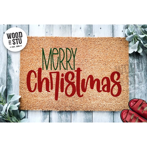 Doormat Merry Christmas COLOR VERSION Christmas Doormat Christmas Tree (36" x 72") #1239