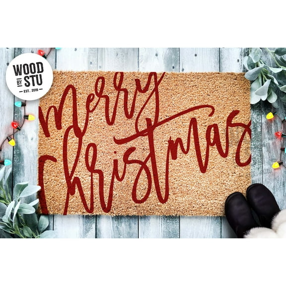 Doormat Merry Christmas | Christmas Doormat | Winter Decoration | Wel (18" x 30") #2060