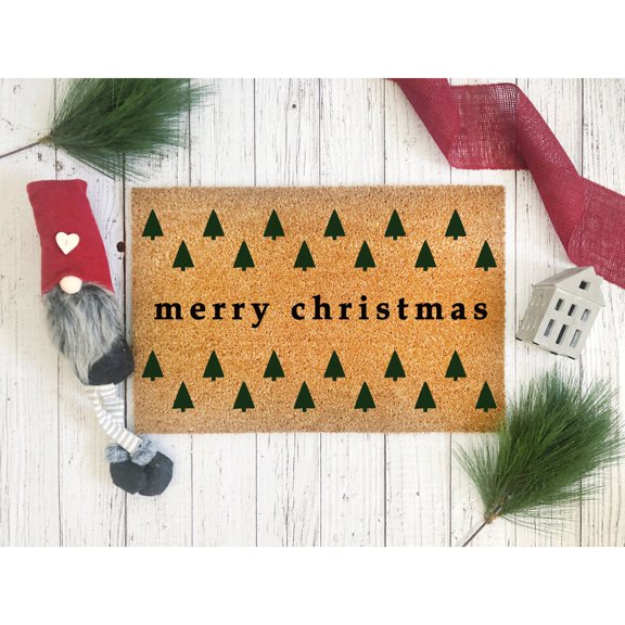 Doormat Merry Christmas Trees Christmas Vacation Christmas Decor Coir (24" x 36") #5228