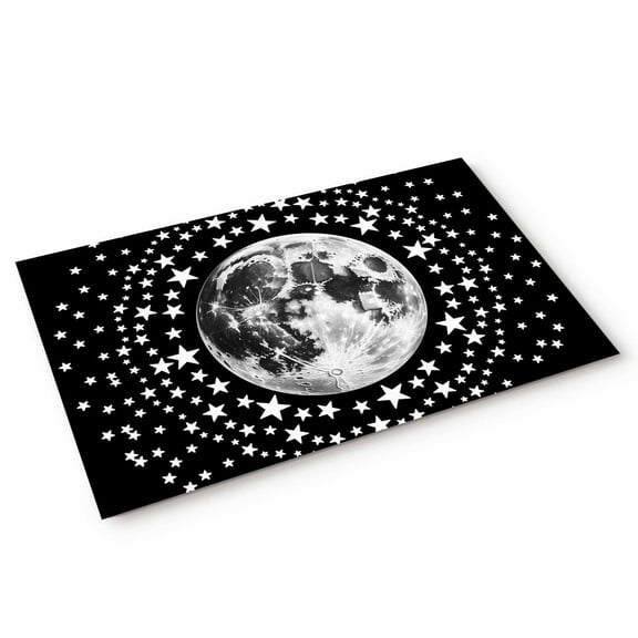 Doormat Moon Star Cluster Doormats Entrance Door Rug Black Starry Night Floor Mat Welcome Front Door Mat for Indoor Outdoor Kitchen Home Decor 20x32 Inch
