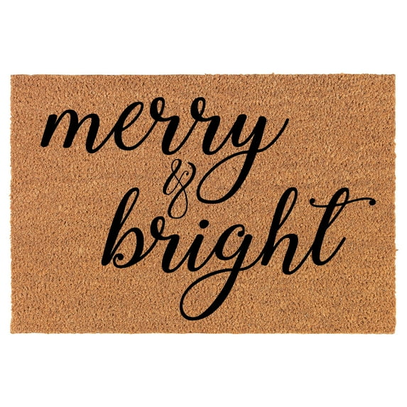 Doormat Natural Coco Coir Door Mat Merry & Bright Christmas (30" x 18")