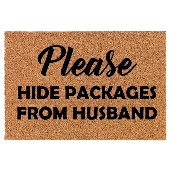 Doormat Natural Coco Coir Door Mat Please Hide Packages from Husband (24" x 16")