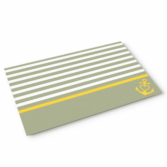Doormat Nautical Anchor Doormats Entrance Door Rug Geometric Sage Green Stripes Floor Mat Welcome Front Door Mat for Indoor Outdoor Kitchen Home Decor 18x30 Inch