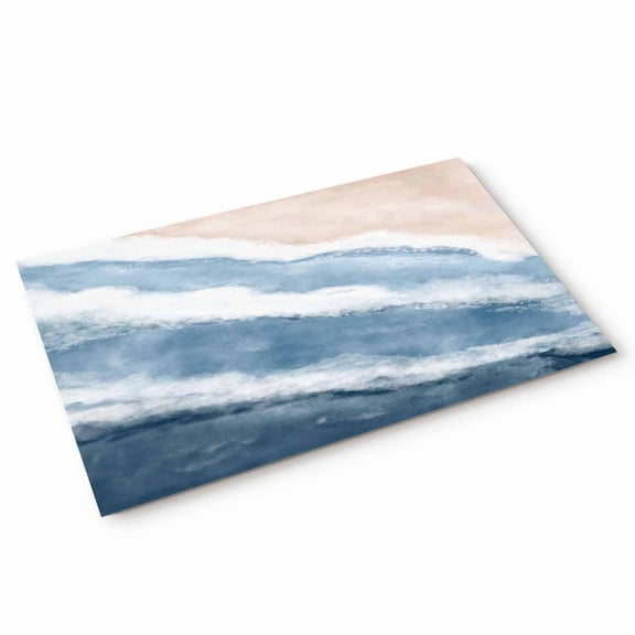 Doormat Navy Blue Waves Doormats Entrance Door Rug Gradient Summer Sandy Beach Floor Mat Welcome Front Door Mat for Indoor Outdoor Kitchen Home Decor 18x30 Inch
