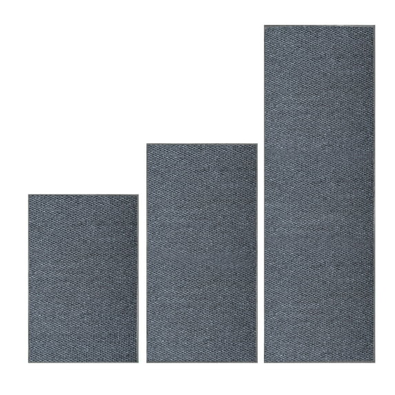Doormat Non-Slip 3PC Set Gray Linen Indoor Outdoor Rug Rubber Backing Absorbent Washable Floor Mat For Kitchen Office Entrance