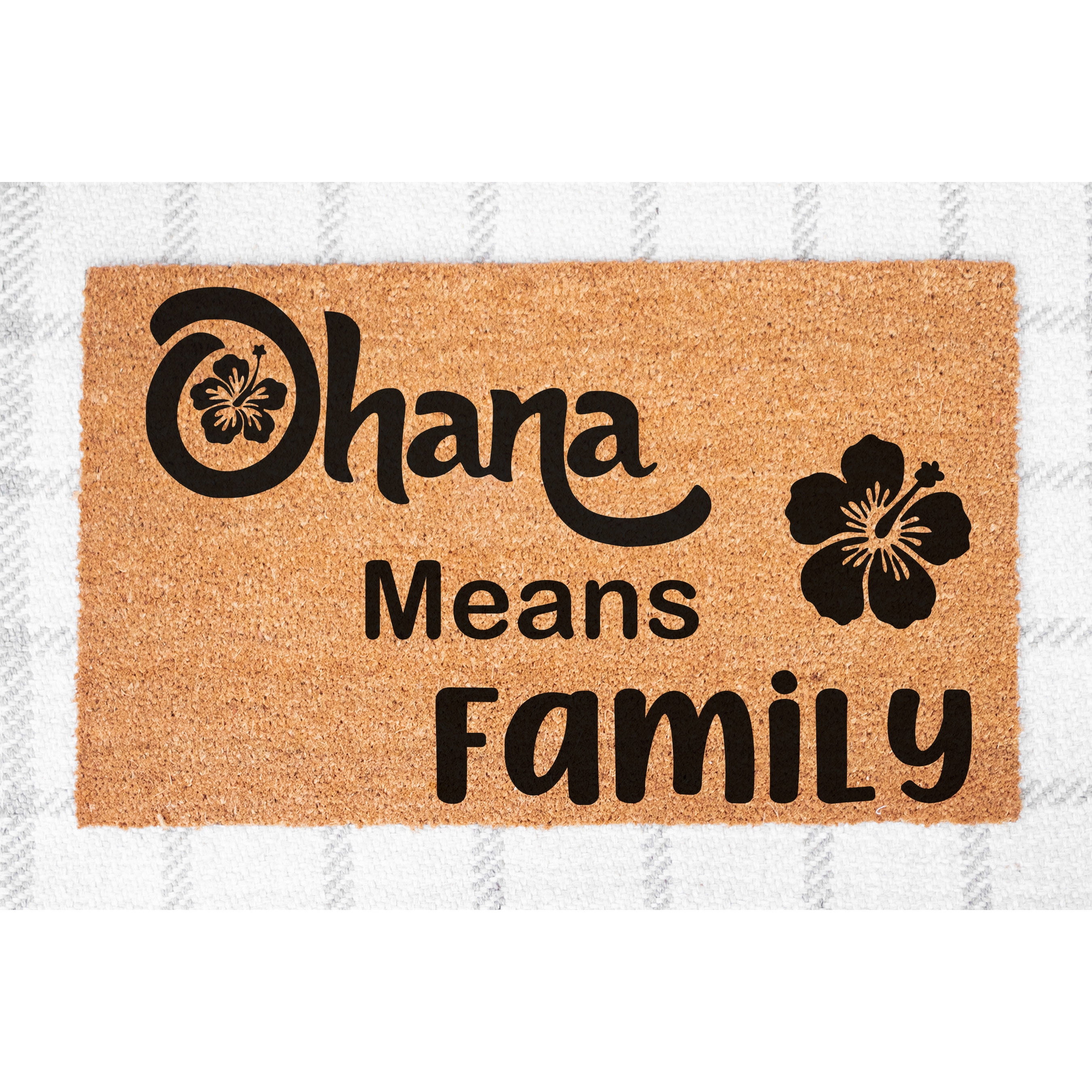 Doormat Ohana Means Family Welcome Mat Funny Front Porch Outdoor Ou (24" x 36") #5234