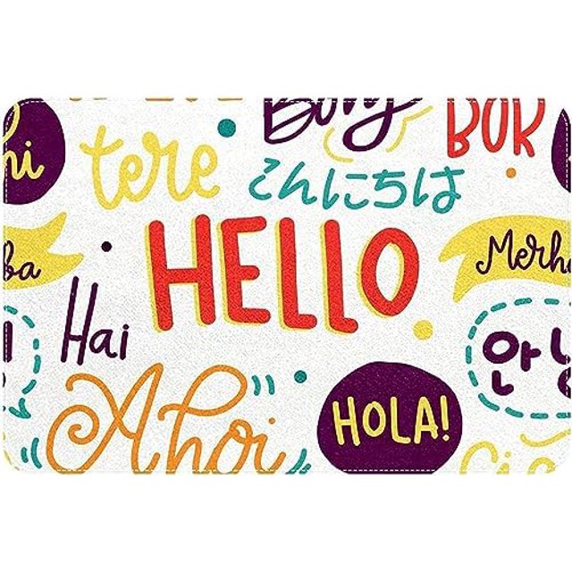 Doormat Outdoor Entrance Funny Hello Words in Different Languages Front Door Entrance