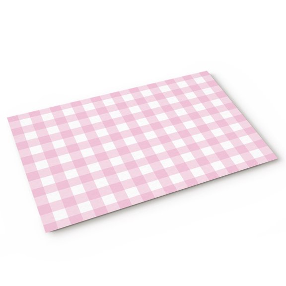 Doormat Peach Pink Buffalo Checked Plaid Doormats Entrance Door Rug Classic Grid Floor Mat Welcome Front Door Mat for Indoor Outdoor Kitchen Home Decor 16x24 Inch
