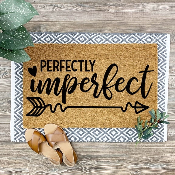 Doormat Perfectly Imperfect | Welcome Mat Outside Front Door Outdoor U (18" x 30") #4485