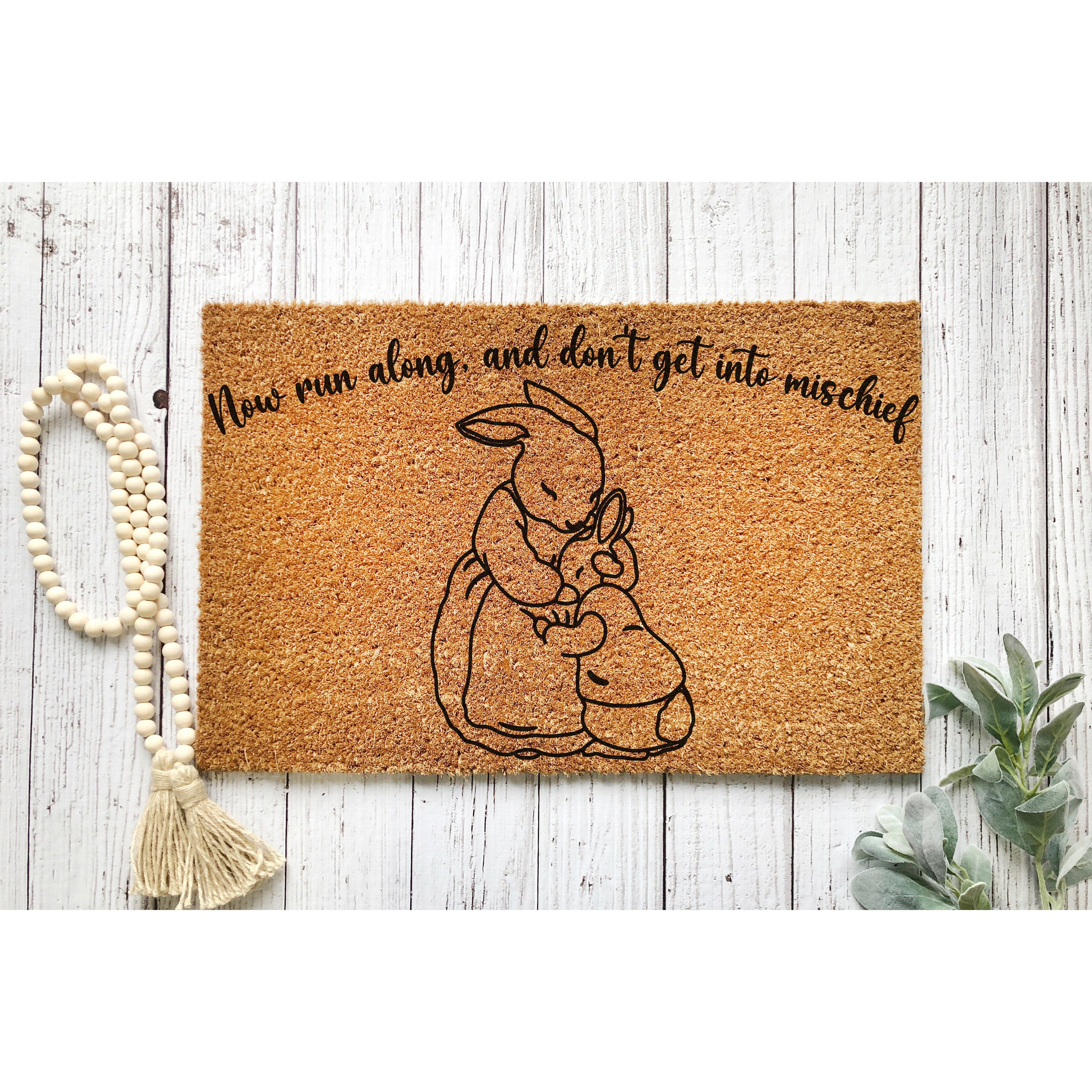 Doormat Peter Rabbit Run Along Welcome Mat Funny Doormat Home Decor Cu ...