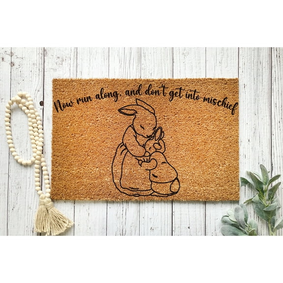 Doormat Peter Rabbit Run Along Welcome Mat Funny Doormat Home Decor Cu (18" x 30") #5560